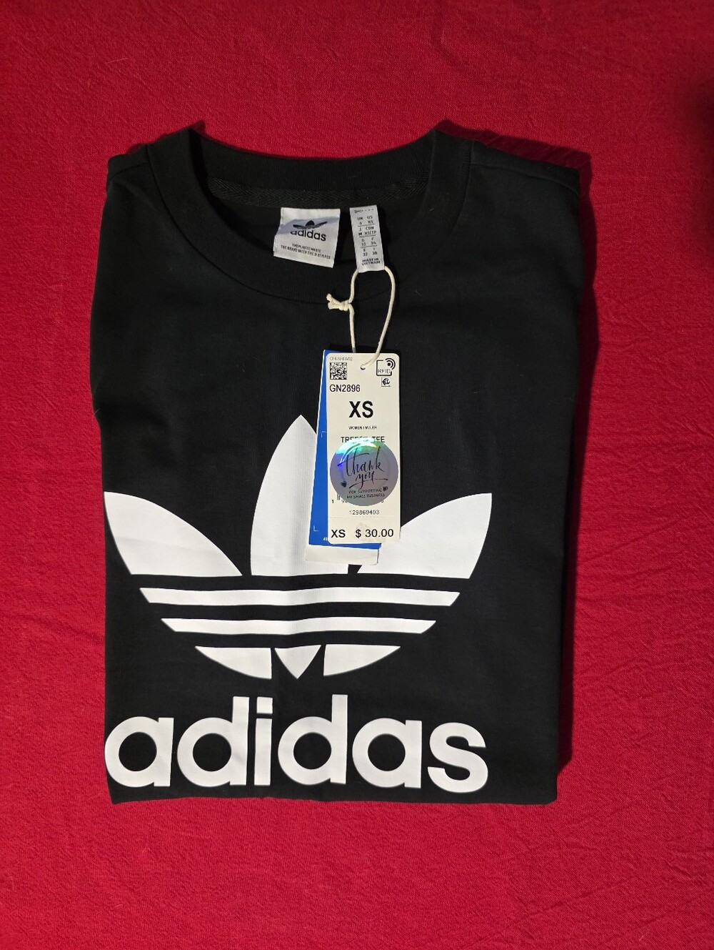 adidas Black Tee with White Trefoil Logo